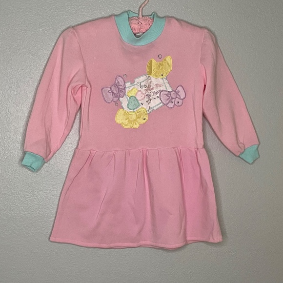 Bon  Jour Sweatshirt Kids Girls Pink Jewellery Box Sweater Dress Size 6X - Picture 3 of 9